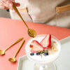 Set X8 Cucharitas Doradas Florales En Acero Inoxidable Gold