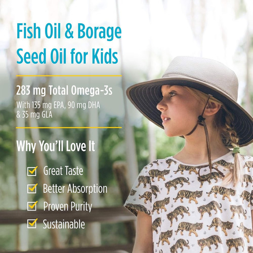 Aceite De Pescado Omega 3s Nordic Natural Niños X 180 Caps Limón