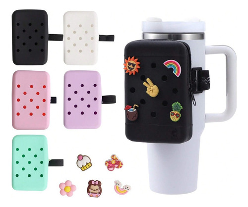 Accesorio Para Botella   Bolsa Con 5 Charms Decorativos Negro