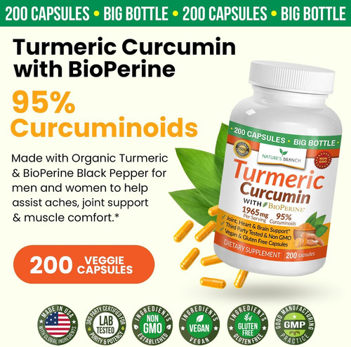 Natures Branch Suplemento Turmeric Curcumin Extracto Pimient Sin Sabor