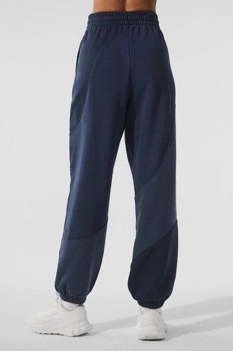 Alo Yoga Make Waves Pantalón Jogger Deportivos Unisex Azul Marino Tejido French Terry S - 4