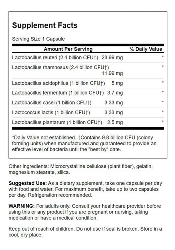 Femflora Probioticos Mujer 60cáp Sin Sabor 9.8 Bill Cfu Swanson Frasco