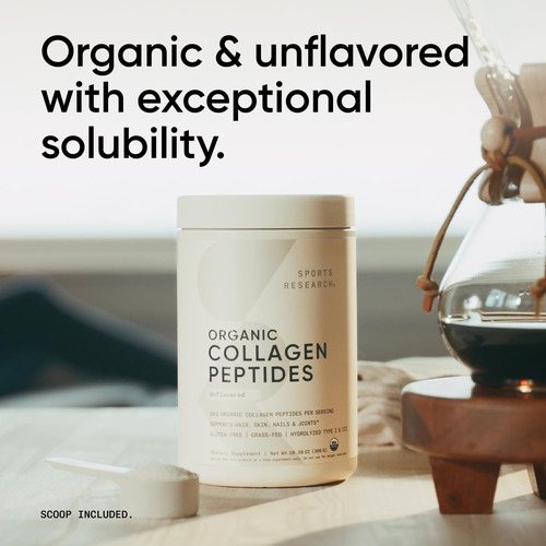 Sports Research Péptidos De Colágeno Orgánico Proteína Sin Sabor Unflavored