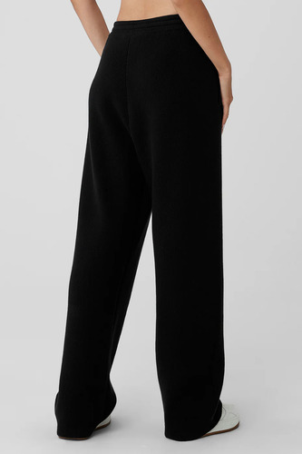 Alo Yoga Pantalon Recto Oversized - Original Negro Scholar Straight S - 4