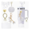 6pcs Accesorios Para Stanley Adorno Con Pajita Con Lazo Cup Blanco