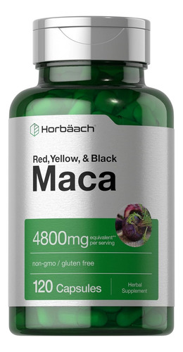 Horbäach Maca Peruana 4800mg Suplemento De Energia Natural Sin Sabor