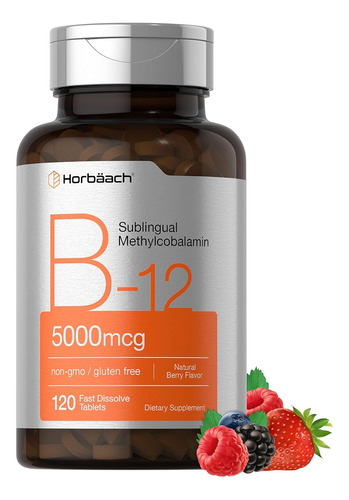 Horbäach Vitamina B12 Sublingual | 5000 Mcg | 120 Tabletas Bayas