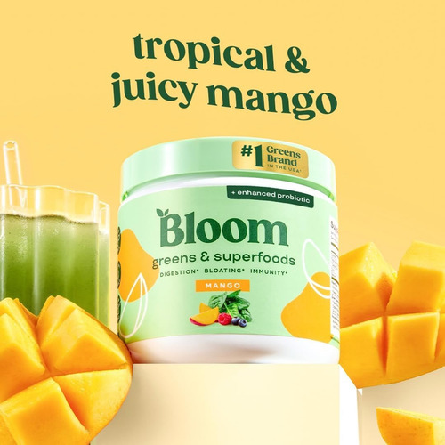 Bloom Nutrition - Super Greens En Polvo Salud Digestiva Mango