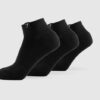 Gymshark Pack De 3 Pares De Medias Negro Woven Tab Quarter M