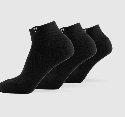 Gymshark Pack De 3 Pares De Medias Negro Woven Tab Quarter L