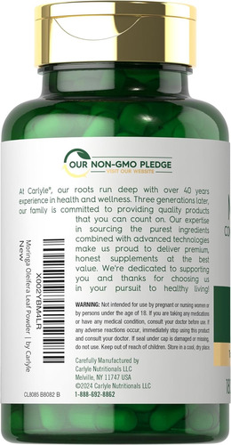 Carlyle Moringa Oleifera 6000mg 180 Capsulas Sin Sabor