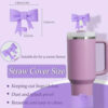 6pcs Accesorios Para Stanley Adorno Con Pajita Con Lazo Cup Violeta