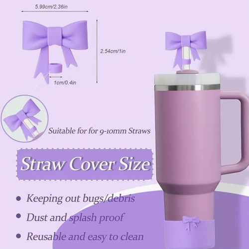 6pcs Accesorios Para Stanley Adorno Con Pajita Con Lazo Cup Violeta