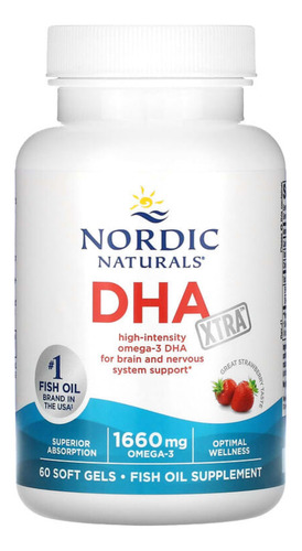Omega 3 Dha Xtra Nordic Naturals 60 Caps Sabor Frutilla Frutilla