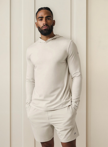 Alo Yoga Remera De Manga Larga Con Capucha Para Hombre Conqu Bone Conquer Reform Long M Lisa