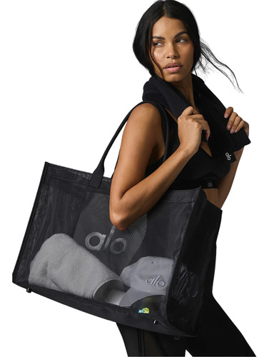 Alo Yoga Totebag 100% Nylon Malla Semitransparente Negro