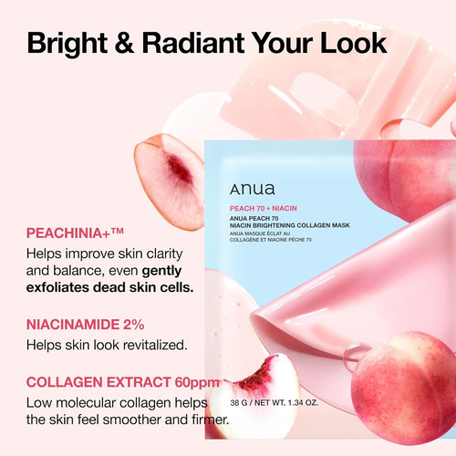 Mascarilla Facial Anua Peach 70 Niacin Brightening 30 Ml Todo Tipo De Piel
