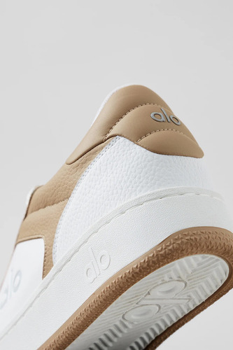Alo Yoga Zapatillas Deportivas - Casual Recovery Mode Sneake Blanco Y Marron Cuero Vegano Faux Leather 45 Ar