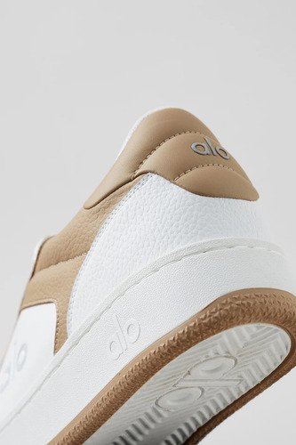 Alo Yoga Zapatillas Deportivas - Casual Recovery Mode Sneake Blanco Y Marron Cuero Vegano Faux Leather 40 Ar