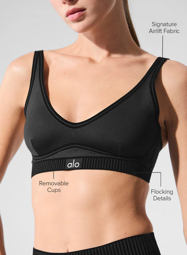 Alo Yoga Airlift Line Up Bra Top Deportivo Negro Airlift Line Up Bra Xs