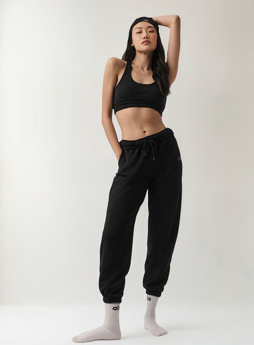Alo Yoga Pantalón Jogger Deporti Accolade Sweatpant Unisex Negro French Terry L - 12