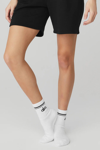 Medias Alo Yoga Originales Throwback Sock Blanco White/black S