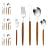 Set De Cubiertos 20 Piezas Acero Inoxidable Y Madera Silver