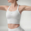 Alo Yoga Musculosa Deportivo Seamless Ribbed Bra Tank Blanco Textura Acanalada Ribbed L - 36