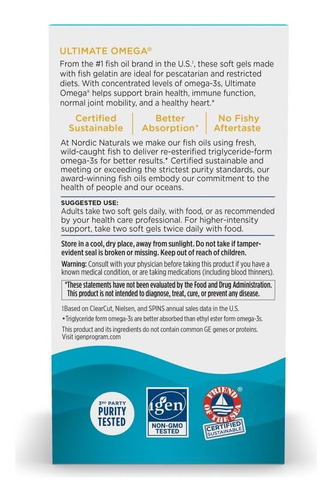 Nordic Naturals Ultimate Omega X60 | 1280 Mg Omega-3 Limón Natural