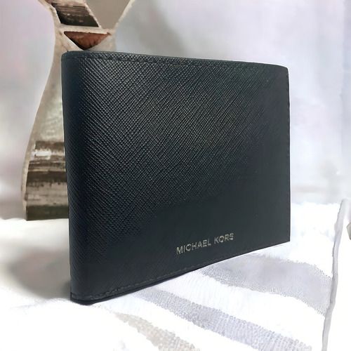 Cartera Hombre Caballero Michael Kors 9206 Color Negro Diseño De La Tela Liso