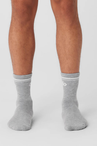 Medias Alo Yoga Originales Throwback Sock Gris Athletic Heather Grey/white M