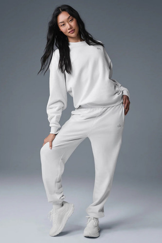 Alo Yoga Remera Ccolade Crew Neck Pullover Suéter De French Blanco French Terry Con Textura Lisa Por Fuera Y Afelpada Por Dentro L - 36