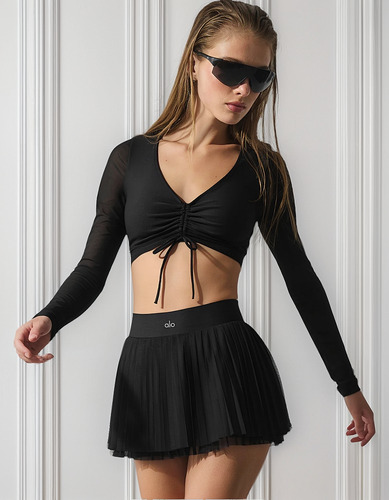 Alo Yoga Pollera Falda Deportiva Mesh Baseline Tennis Negro Mesh Baseline S - 4