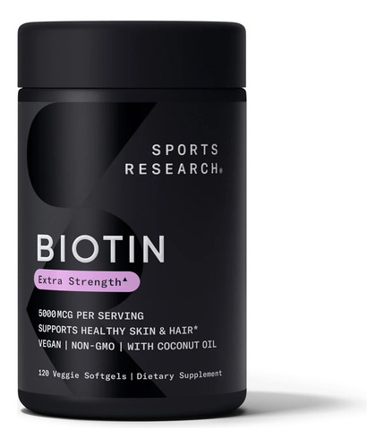 Biotina Extra 5000mcg X120 Cap Sr Piel + Pelo Rinde 4 Meses Sabor Sin Sabor