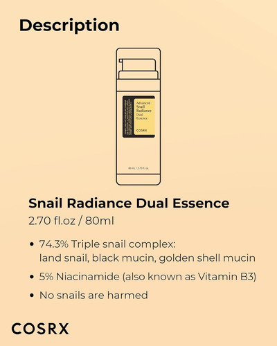 Cosrx Advanced Snail Radiance Dual Essence Niacinamida 80ml