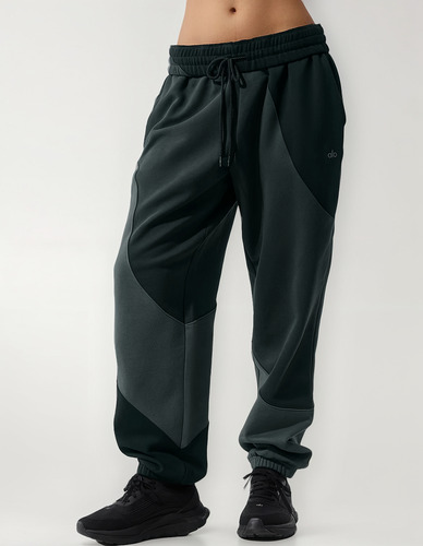 Alo Yoga Make Waves Pantalón Jogger Deportivos Unisex Negro Tejido French Terry L - 12