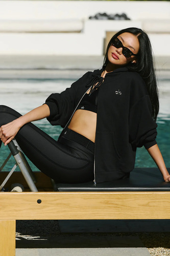 Alo Yoga Buzo Canguro Accolade Full Zip Hoodie Oversi Xl - 16 Negro Accolade Full Zip