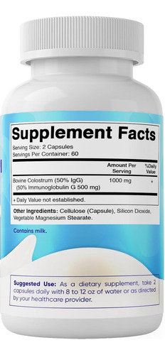 Vitamatic Calostro Bovino 1000mg 50% Igg + Sistema Inmunolog Sin Sabor