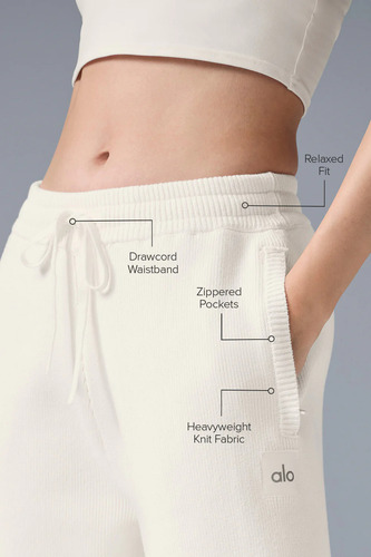 Alo Yoga Pantalon Recto Oversized - Original Beige Scholar Straight S - 4