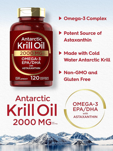 Carlyle Aceite De Krill Antártico 2000 Mg 120 Cápsulas Bland Sin Sabor