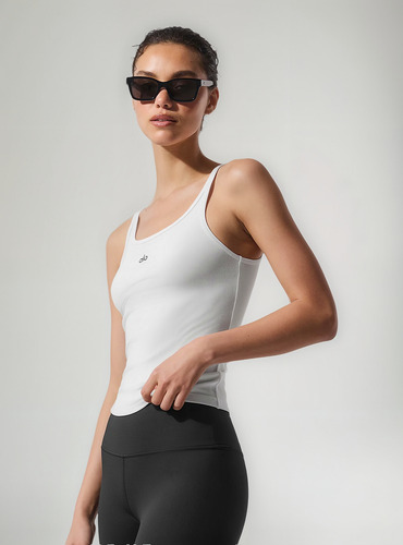 Alo Yoga Musculosa Ribbed Prosper Tank - Nueva Version Blanco Ribbed Prosper Tank M - 34