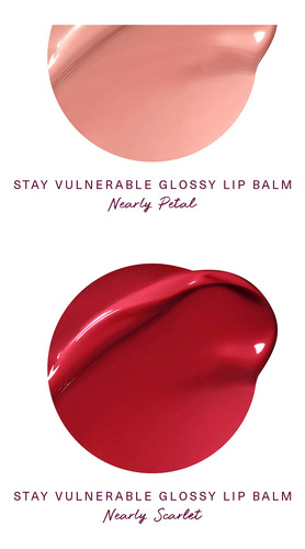Rare Beauty Stay Vulnerable Mini Glossy - Bálsamos Labiales Nearly Petal Rosa Pálido Suave Y Nearly Scarlet Rojo
