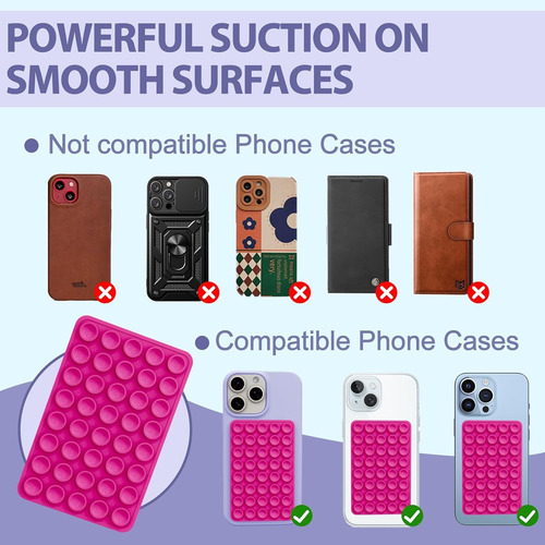 Sopapa Soportes De Silicona Telefono Con Agarre Adhesivo Fucsia Ventosas De Doble Cara