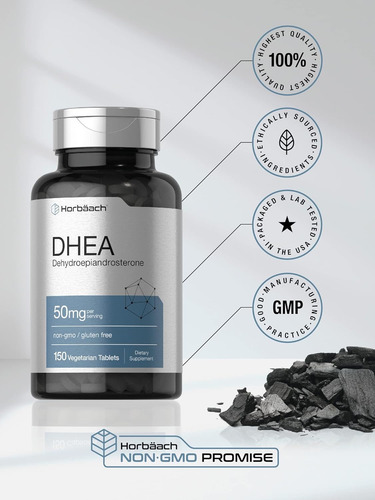 Horbäach Dhea 50 Mg Suplemento De Apoyo Hormonal Natural Sin Sabor