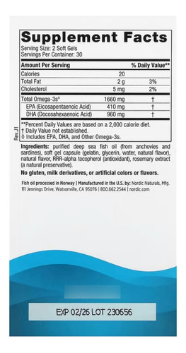 Omega 3 Dha Xtra Nordic Naturals 60 Caps Sabor Frutilla Frutilla