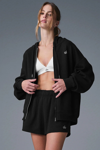 Alo Yoga Buzo Canguro Accolade Full Zip Hoodie Oversi Xl - 16 Negro Accolade Full Zip