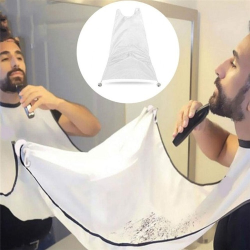 Capa Para Afeitarse Con Sopapa Manta Atrapa Pelo Barba Color Blanco