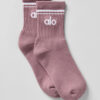 Alo Yoga Medias Unisex Halfcrew Throwback Color Smoky Quartz Rosa Con Letras Blancas - Smoky Quartz/white Logo S