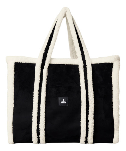 Alo Yoga - Bolsa Tote Winterfun Suave Tejido Tipo Gamuza Negro Y Blanco Tejido Tipo Gamuza Acabado Suede-like Metálicos En Acabado Plateado Mate Negro