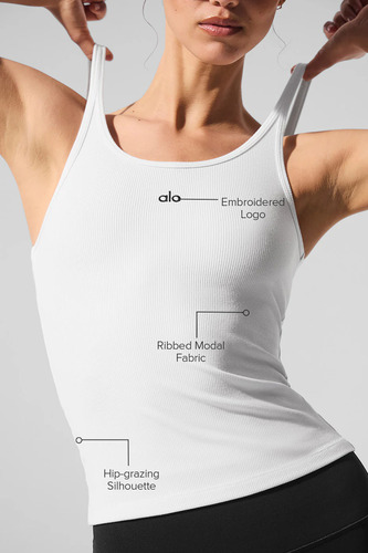 Alo Yoga Musculosa Ribbed Prosper Tank - Nueva Version Blanco Ribbed Prosper Tank S - 32